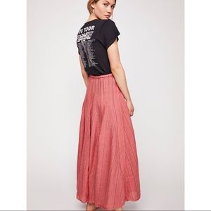 FREE PEOPLE LILY LINEN MAXI SKIRT CORAL SMALL